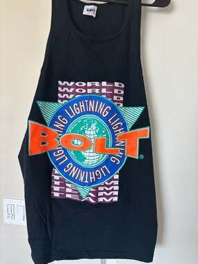 Lightning Bolt Tank Top Size X-Large Vintage Black Graphic